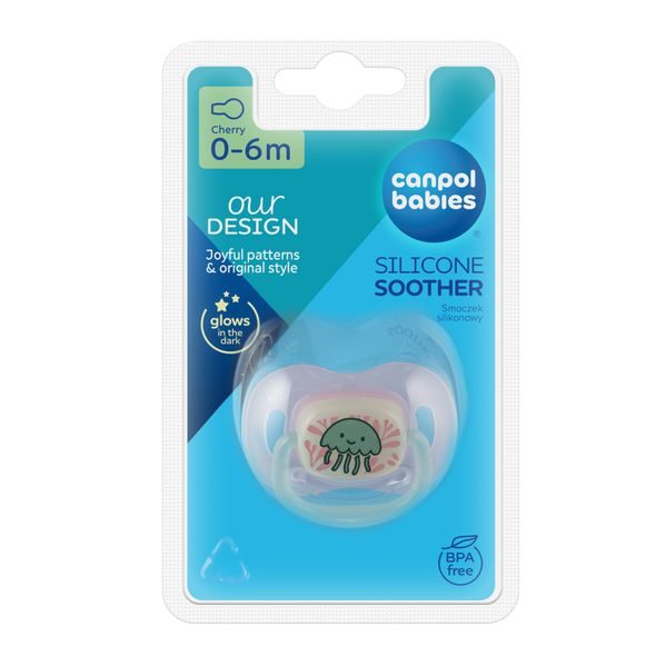 CANPOL BABIES DUDLÍK SVÍTÍCÍ SILIKONOVÝ TŘEŠINKA 0-6M LOVE&SEA - SAVIČKY A PÍTKA - KRMENÍ