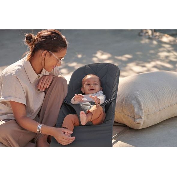 BABYBJORN LEHÁTKO BABYBJORN BOUNCER BLISS ANTHRACITE COTTON PETAL WOVEN - LEHÁTKA A HOUPADLA - SPINKÁNÍ