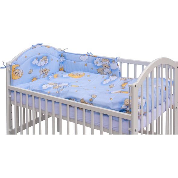 SCARLETT POSTÝLKA 120X60CM S KOMPLETNÍ VÝBAVOU MRÁČEK MODRÁ - DŘEVĚNÉ POSTÝLKY - SPINKÁNÍ