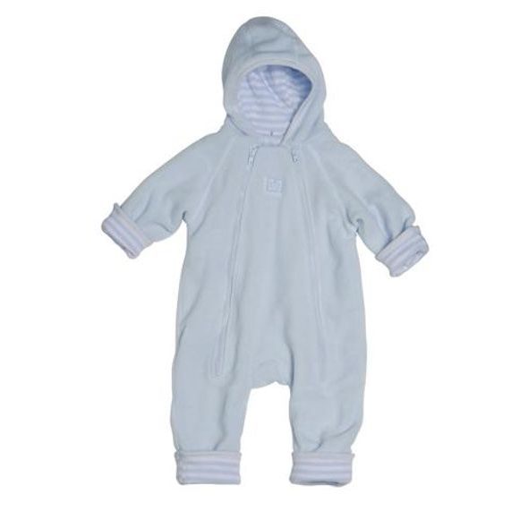 ZIP'UP™ KOMBINÉZA FLEECE 0-4M HNĚDÁ, MODRO-BÍLÉ PROUŽKY - ZIMNÍ KOMBINÉZY - PRO DĚTI