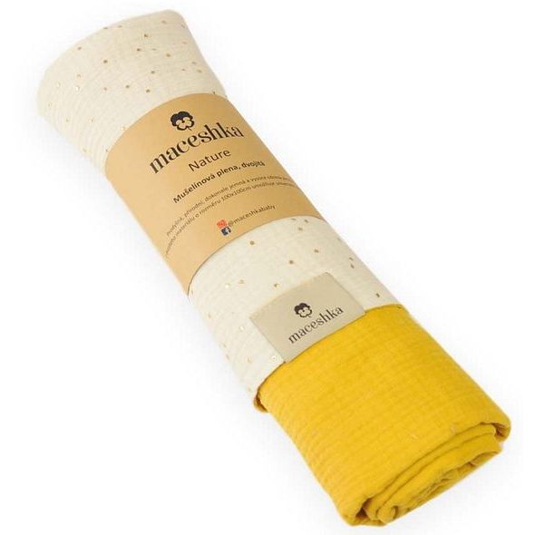 MACESHKA MUŠELÍNOVÁ PLENA NATURE SE ZLATÝM PUNTÍKEM - ZAVINOVACÍ PLENY / OSUŠKY VELKÉ - PŘEBALOVÁNÍ