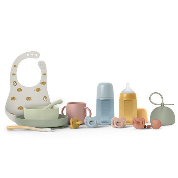 SUAVINEX JÍDELNÍ SET SILIKONOVÝ COLOUR ESSENCE ZELENÝ - VÝHODNÉ SADY - KRMENÍ