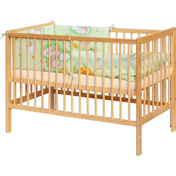 SCARLETT DĚTSKÁ POSTÝLKA S KOMPLETNÍ VÝBAVOU SCARLETT 120 X 60 CM - MRÁČEK - ZELENÁ - DŘEVĚNÉ POSTÝLKY - SPINKÁNÍ