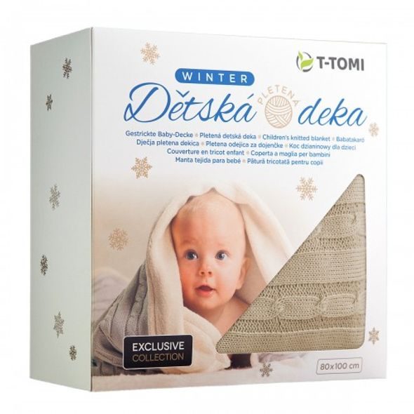 T-TOMI PLETENÁ DEKA WINTER S HŘEJIVÝM BERÁNKEM - DĚTSKÉ DEKY PRO MIMINKA - SPINKÁNÍ
