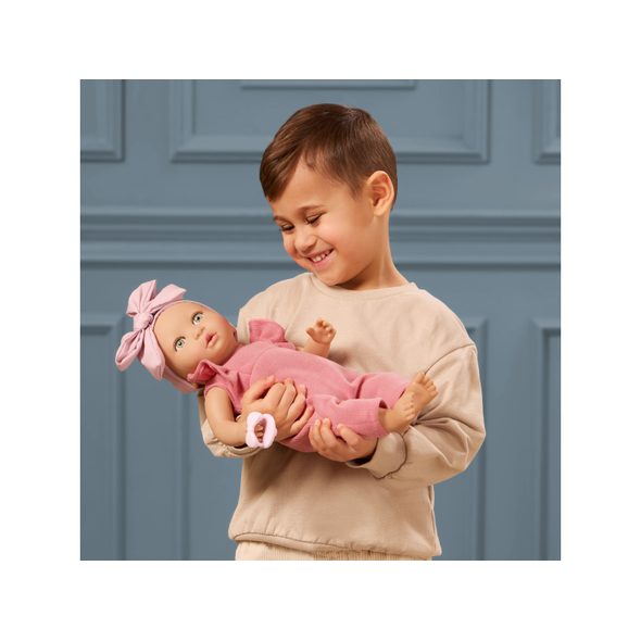 LULLA BABY PANENKA 35 CM V OVERALU S ČELENKOU PINK - PANENKY - PRO DĚTI
