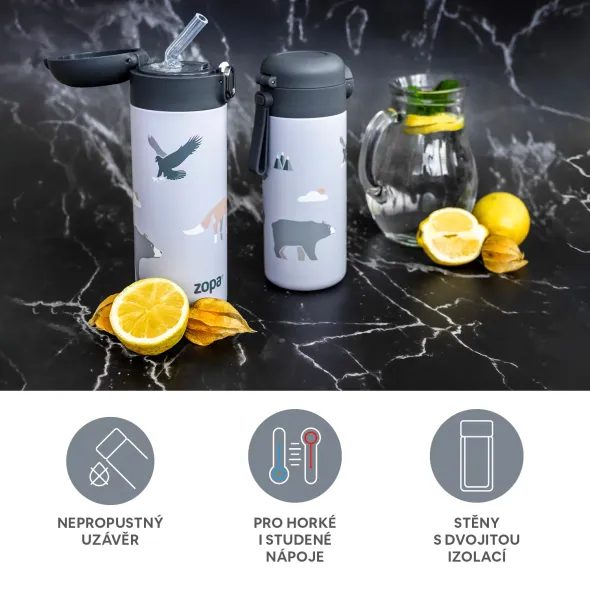ZOPA TERMOSKA NA TEKUTINY S BRČKEM 400 ML - TERMOOBALY A TERMOSKY - KRMENÍ