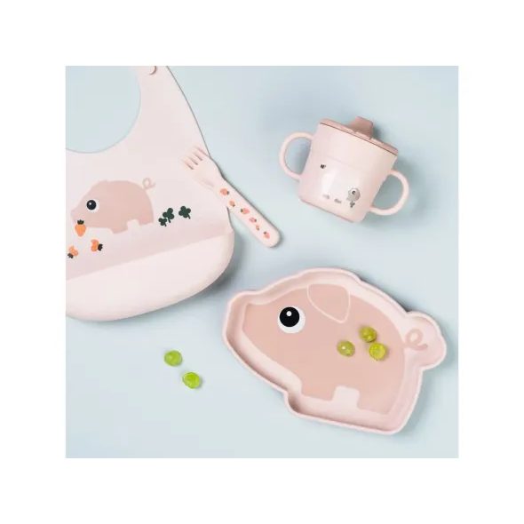 DONE BY DEER SILIKONOVÝ TALÍŘ STICK AND STAY PIGEE - MISKY, TALÍŘKY A PODLOŽKY - KRMENÍ