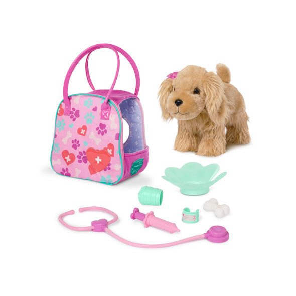 PUCCI PUPS KOKRŠPANĚL V KABELCE S VETERINÁŘSKOU SADOU - PLYŠOVÁ ZVÍŘATA - PRO DĚTI