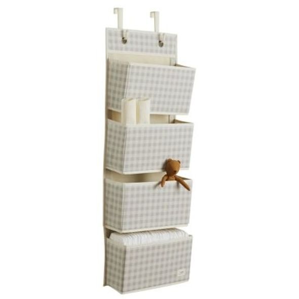 3 SPROUTS ZÁVĚSNÝ ORGANIZÉR RECYCLED GRINGHAM BEIGE - DEKORACE A POLIČKY - SPINKÁNÍ