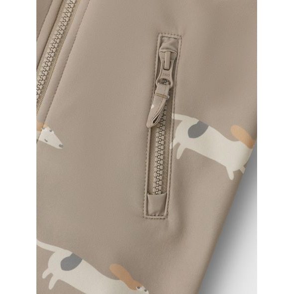 LEOKID SOFTSHELLOVÁ KOMBINÉZA LILO BEIGE WOOF VEL. 104 - ZIMNÍ KOMBINÉZY - PRO DĚTI