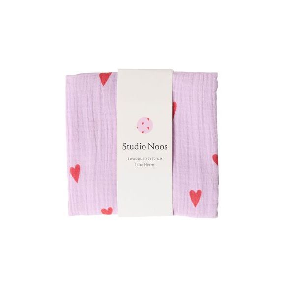 STUDIO NOOS SWADDLE ZAVINOVAČKA PRINT MEDIUM PURPLE HEARTS - ZAVINOVACÍ PLENY / OSUŠKY VELKÉ - PŘEBALOVÁNÍ