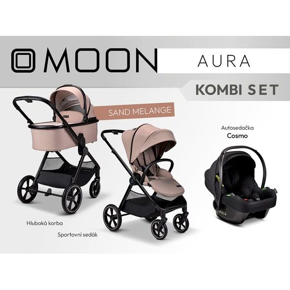 MOON AURA - KOMBI SAND MELANGE - TROJKOMBINACE - KOČÁRKY A PŘÍSLUŠENSTVÍ