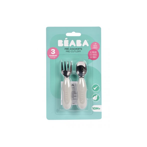 BEABA PRVNÍ TRÉNOVACÍ PŘÍBOR 2-DÍLNÝ VELVET GREY - LŽIČKY A PŘÍBORY - KRMENÍ