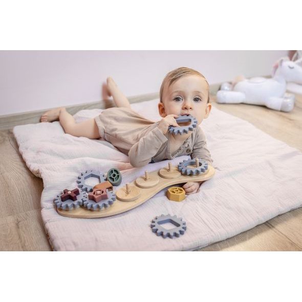 ZOPA SILIKONOVÁ BAMBUSOVÁ SKLÁDAČKA OZUBENÁ KOLEČKA - HRAČKY PRO NEJMENŠÍ - PRO DĚTI