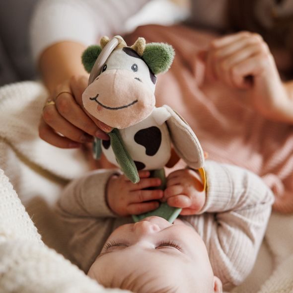 BABYONO HRAČKA ZÁVĚSNÁ S KOUSÁTKEM COW BINGO 0M+ - HRAČKY K ZAVĚŠENÍ - PRO DĚTI