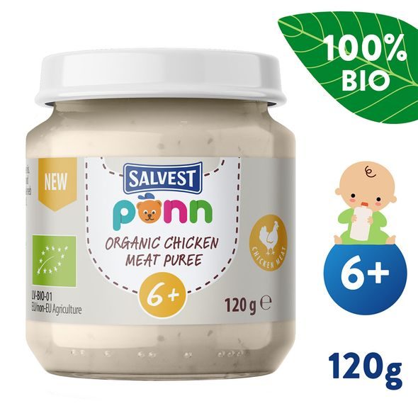 SALVEST PÕNN BIO KUŘECÍ PYRÉ (120 G) - MASO/ZELENINA - KRMENÍ