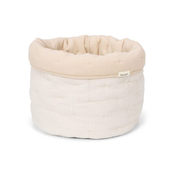 LITTLE DUTCH KOŠÍK TEXTILNÍ OBOUSTRANNÝ VELKÝ PURE SOFT BEIGE STRIPE - DEKORACE A POLIČKY - SPINKÁNÍ