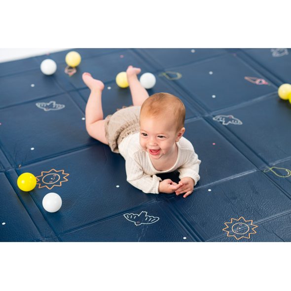 TAF TOYS HRACÍ PODLOŽKA PĚNOVÁ S MÍČKY BLUE YELLOW - HRACÍ PODLOŽKY NA ZEM - SPINKÁNÍ