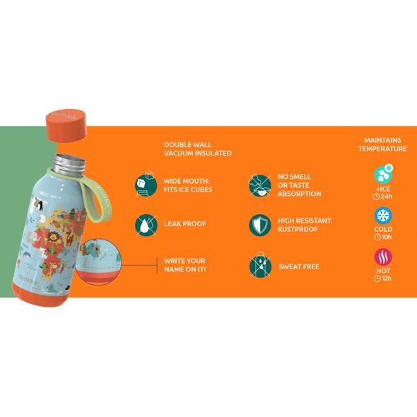 QUOKKA NEREZOVÁ TERMOLÁHEV SOLID KIDS S POUTKEM FLOWERS 330 ML - TERMOOBALY A TERMOSKY - KRMENÍ