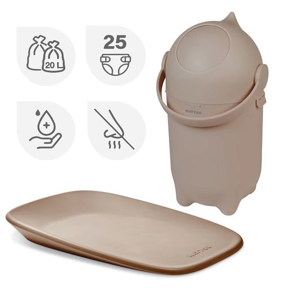 NATTOU KOŠ NA PLENY DROPY A PŘEBALOVACÍ PODLOŽKA SOFTY BEIGE 50X70 CM - PŘEBALOVACÍ PULTY - PŘEBALOVÁNÍ