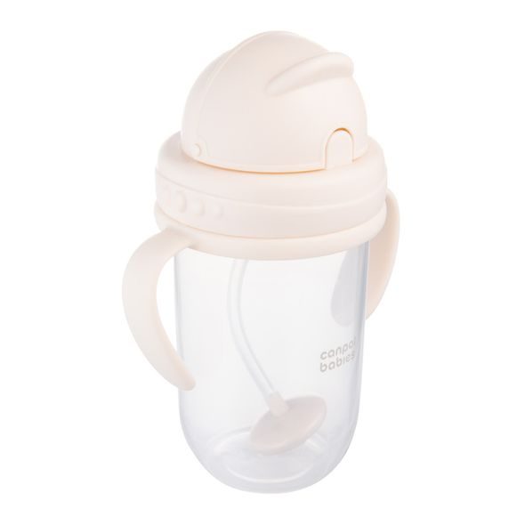 CANPOL BABIES HRNEČEK NEVYLÉVACÍ SE SLÁMKOU A ZÁVAŽÍM 270ML KRÉMOVÝ - DĚTSKÉ HRNEČKY - KRMENÍ