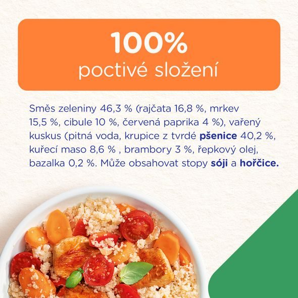 SUNAR PŘÍKRM KUSKUS SE ZELENINOU A KUŘETEM 6M+ 120G - KAPSIČKY - KRMENÍ