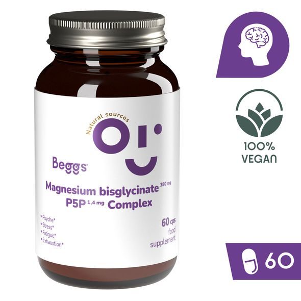 BEGGS MAGNESIUM BISGLYCINATE 380 MG + P5P COMPLEX 1,4 MG (60 KAPSLÍ) - POTRAVINOVÉ DOPLŇKY - PRE MAMIČKY