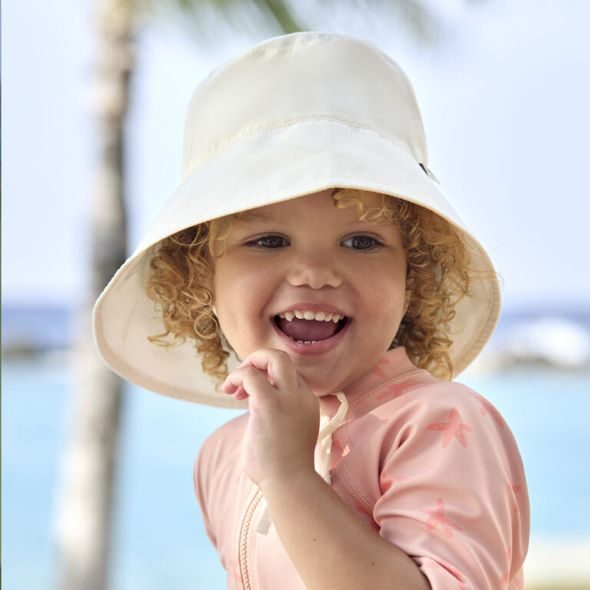 LÄSSIG SPLASH SUN PROTECTION LONG NECK HAT SEA SALT 07-18 MO. - ČEPIČKY A KLOBOUČKY - PRO DĚTI