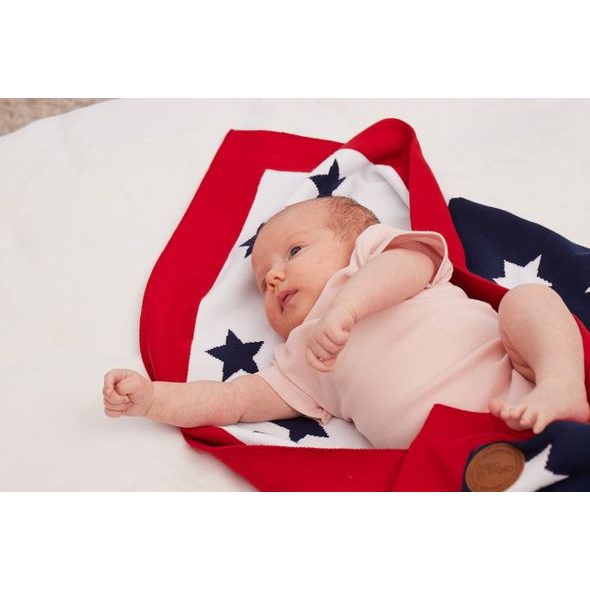 CEBA BABY PLETENÁ DEKA (90X90) V DÁRKOVÉM BALENÍ BLUE STARS - DĚTSKÉ DEKY PRO MIMINKA - SPINKÁNÍ