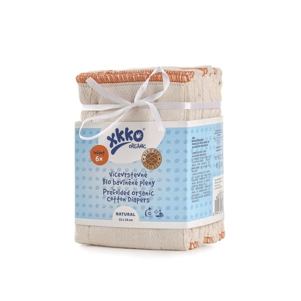 KIKKO VÍCEVRSTVÉ PLENKY XKKO ORGANIC (4/6/4) BIRD EYE INFANT NATURAL - LÁTKOVÉ PLENY SKLÁDANÉ - PŘEBALOVÁNÍ