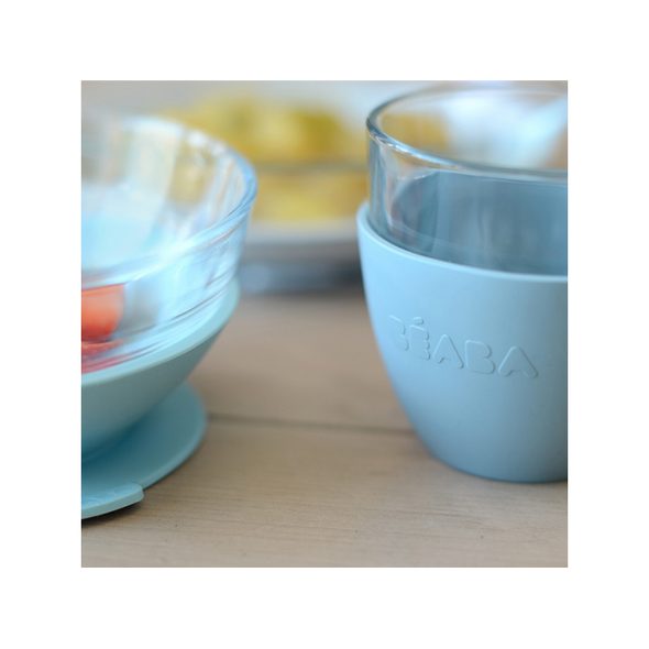 BEABA JÍDELNÍ SADA SKLENĚNÁ S PŘÍSAVKAMI JUNGLE - MISKY, TALÍŘKY A PODLOŽKY - KRMENÍ