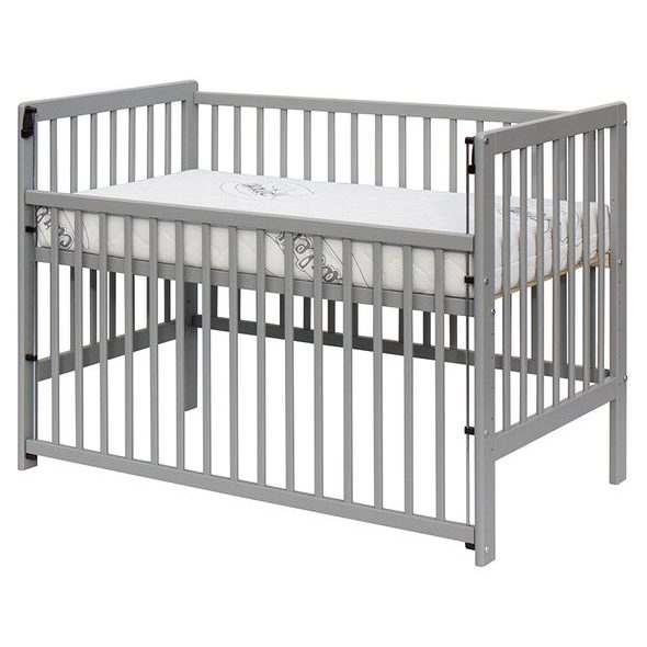 SCARLETT DĚTSKÁ POSTÝLKA - SCARLETT DOMINIK (BOROVICE), STAHOVACÍ BOČNICE - 120 X 60 CM - ŠEDÁ - DŘEVĚNÉ POSTÝLKY - SPINKÁNÍ