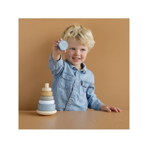 LITTLE DUTCH NASAZOVACÍ KROUŽKY DŘEVĚNÉ OCEAN BLUE - MOTORICKÉ A HRY - PRO DĚTI