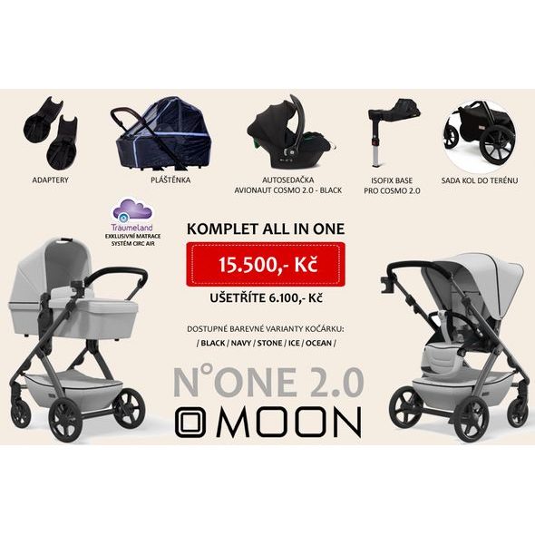 MOON N ONE 2.0 ALL IN ONE - ICE - KOMBINACE S PŘÍSLUŠENSTVÍM - KOČÁRKY A PŘÍSLUŠENSTVÍ