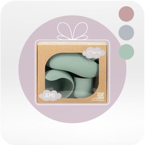 MOMI DĚTSKÝ SILIKONOVÝ JÍDELNÍ SET MOMI AMI ZELENÝ - MISKY, TALÍŘKY A PODLOŽKY - KRMENÍ