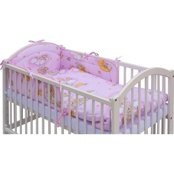 SCARLETT POSTÝLKA 120X60CM S KOMPLETNÍ VÝBAVOU MRÁČEK RŮŽOVÁ - DŘEVĚNÉ POSTÝLKY - SPINKÁNÍ