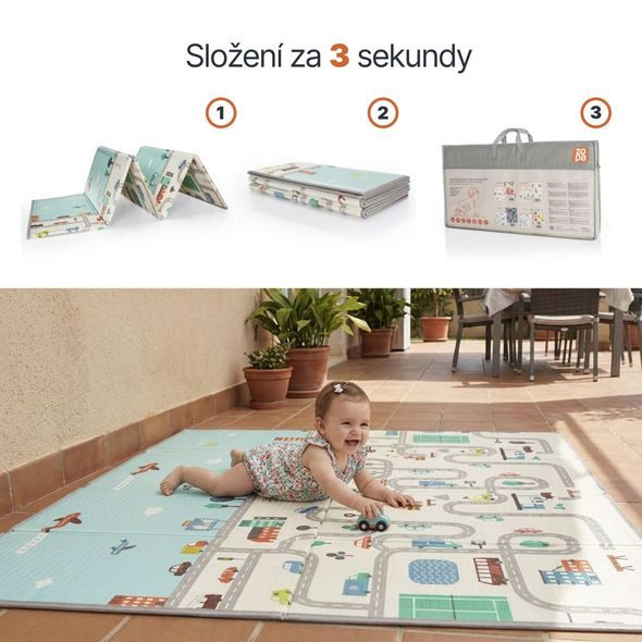ZOPA MULTIFUNKČNÍ PĚNOVÁ SKLÁDACÍ PODLOŽKA OBOUSTRANNÁ 200X150 - HRACÍ PODLOŽKY NA ZEM - SPINKÁNÍ