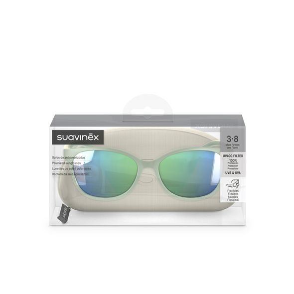 SUAVINEX DĚTSKÉ BRÝLE POLARIZOVANÉ S POUZDREM 2024 - 3-8 LET - SVĚTLE ZELENÉ - SLUNEČNÍ BRÝLE - PRO DĚTI