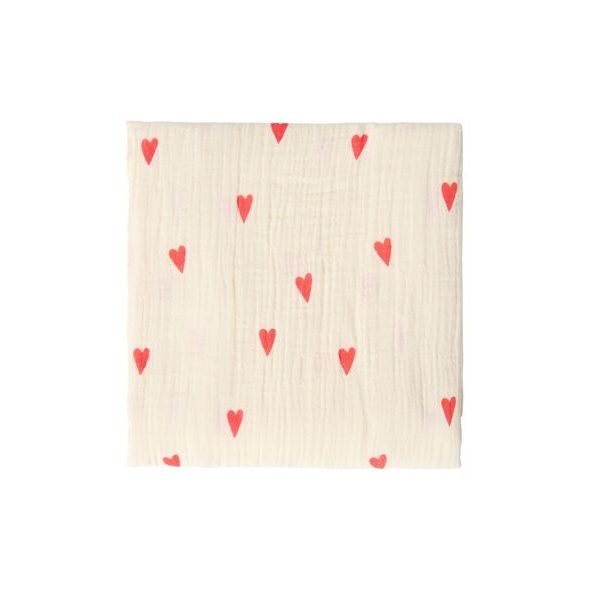 STUDIO NOOS SWADDLE ZAVINOVAČKA PRINT LARGE BEIGE HEARTS - ZAVINOVACÍ PLENY / OSUŠKY VELKÉ - PŘEBALOVÁNÍ