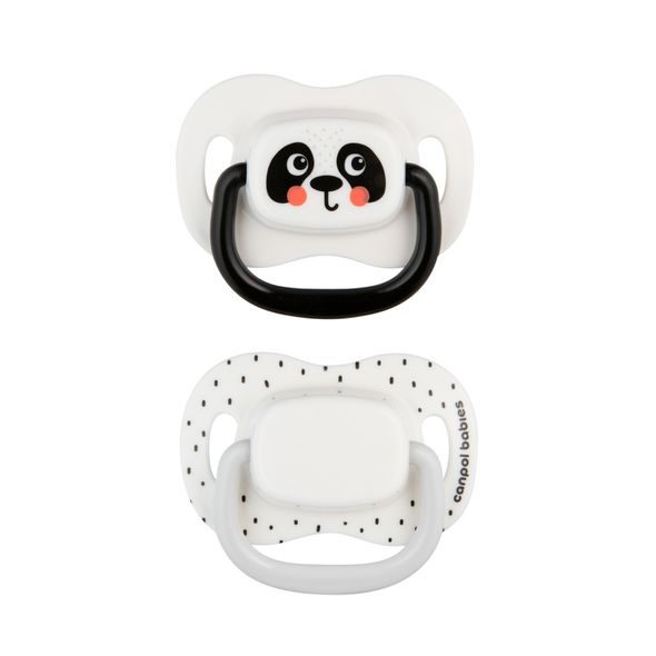 CANPOL BABIES SET SYMETRICKÝCH SILIKONOVÝCH DUDLÍKŮ BABIESBOO 6-18M 2KS BÍLÝ - ŠIDÍTKA A DOPLŇKY - KRMENÍ