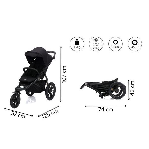 FILLIKID JOGGER RUN BLACK MELANGE - SPORTOVNÍ KOČÁRKY - KOČÁRKY A PŘÍSLUŠENSTVÍ