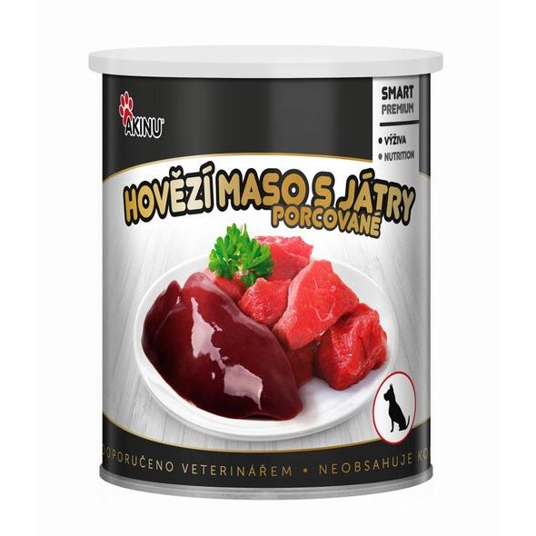 AKINU PREMIUM HOVĚZÍ MASO S JÁTRY 800 G PRO PSY - KONZERVY PRO PSY - CHOVATELSKÉ POTŘEBY MALVÍKZOO