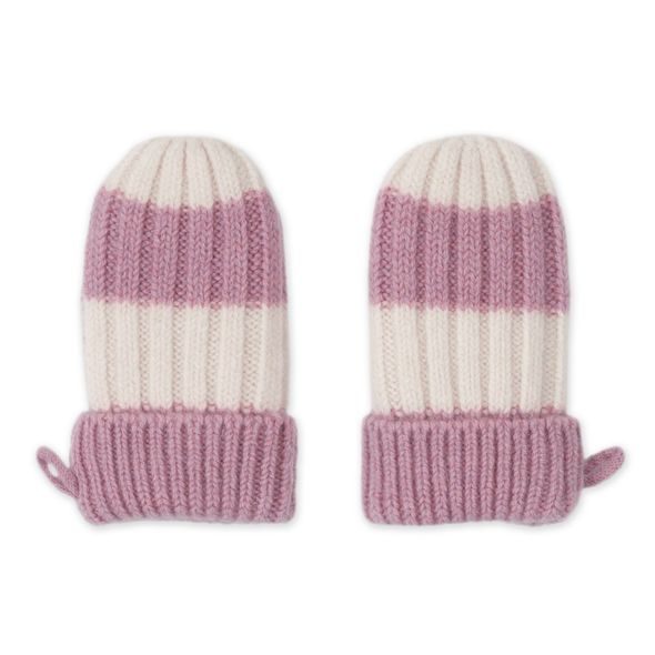 LODGER RUKAVICE STRIPE MERINO MAUVE VEL. 0 - 12 MĚSÍCŮ - RUKAVIČKY, ŠÁTKY, NÁKRČNÍKY - PRO DĚTI