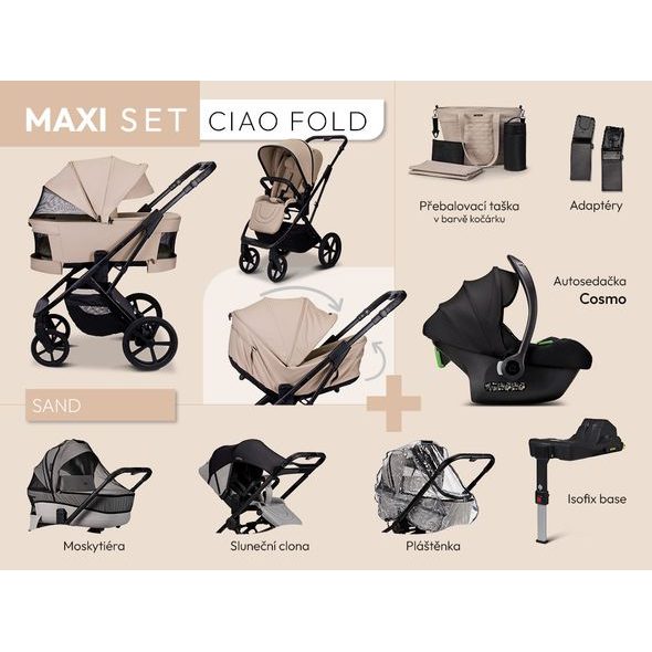 MOON CIAO FOLD MAXI SET - SAND - TROJKOMBINACE - KOČÁRKY A PŘÍSLUŠENSTVÍ
