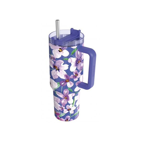 QUOKKA NEREZOVÝ TERMOHRNEK S BRČKEM STREAM FLOWER DUSK 1200 ML - TERMOOBALY A TERMOSKY - KRMENÍ
