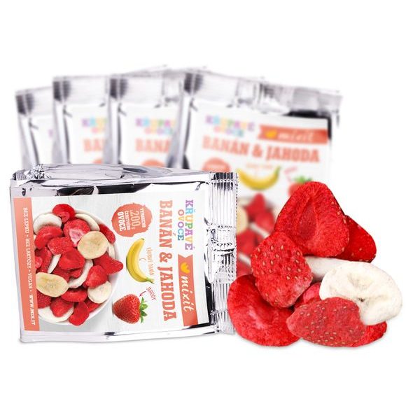 MIXIT KŘUPAVÉ OVOCE DO KAPSY - BANÁN A JAHODA (23G) - DO TAŠKY NA VYCHÁZKU - PRO MAMINKY