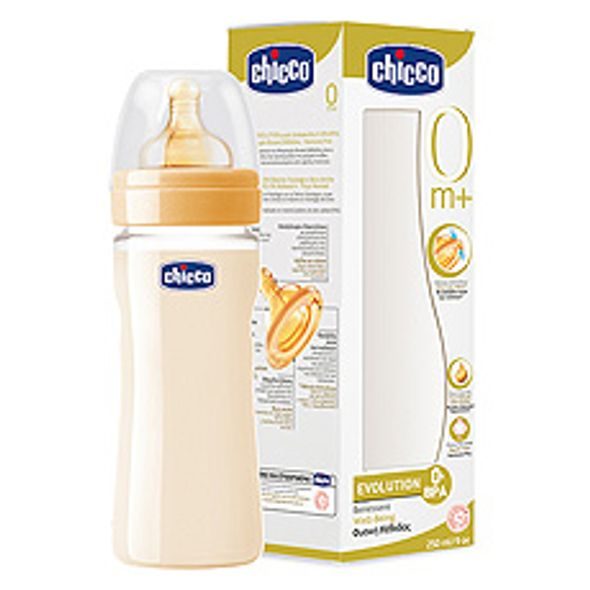 CHICCO FYZIOLOGICKÁ PES LAHEV WELL-BEING,250ML,KAUČUKOVÝ DUDLÍK,NORMÁLNÍ PRŮTOK - KOJENECKÉ LAHVE - KRMENÍ