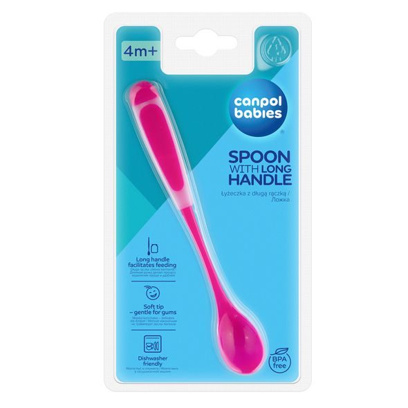 CANPOL BABIES LŽIČKA S DLOUHOU RUKOJETÍ RŮŽOVÁ - LŽIČKY A PŘÍBORY - KRMENÍ