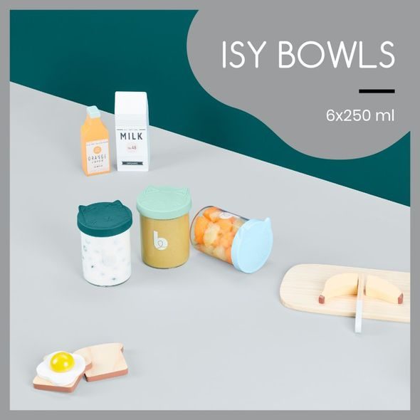 BABYMOOV SKLENĚNÉ MISKY S VÍČKY ISY BOWLS 6X 250ML - MISKY, TALÍŘKY A PODLOŽKY - KRMENÍ