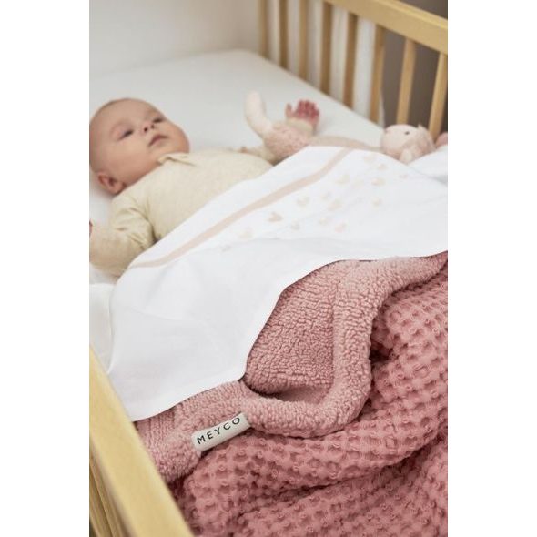 MEYCO DEKA DO POSTÝLKY WAFFLE TEDDY FLEECE - OLD PINK - DĚTSKÉ DEKY PRO MIMINKA - SPINKÁNÍ